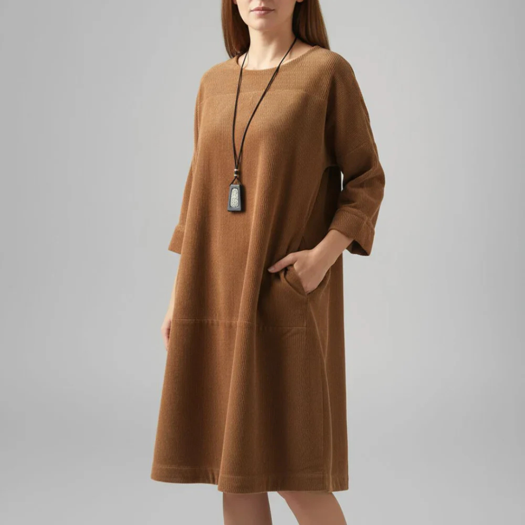 Amy™ Relaxed Corduroy Midi-jurk